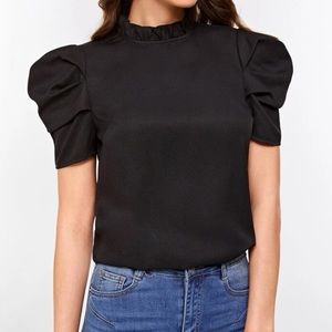 Black puff sleeve blouse